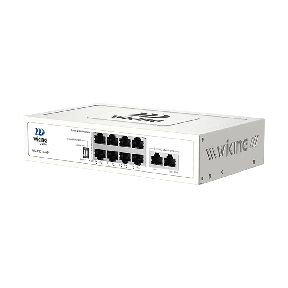 PoE-комутатор 10-портовий некерований Wiking WK-PS310-HP гігабітний, 8x1000Mbps PoE, 2x1000Mbps Uplink, 110W (73-00280) - фото 4