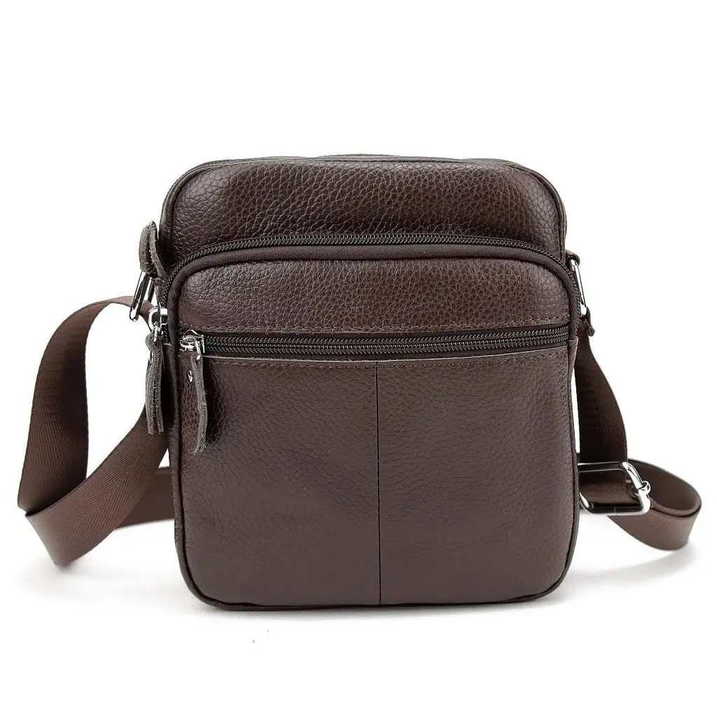 Шкіряний компактний чоловічий месенджер коричневий Tiding Bag M56-0080C - фото 3