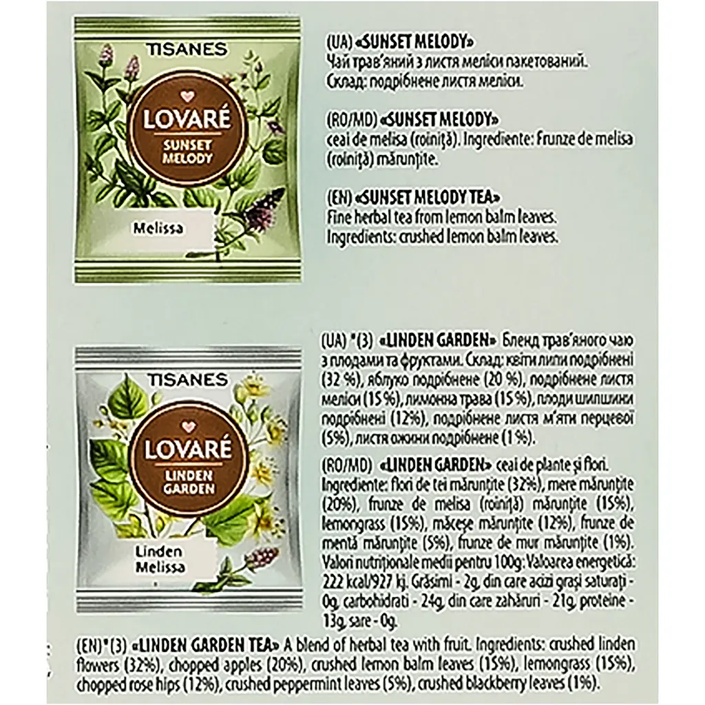 Набір Колекція трав’яних чаїв Lovare Herbal Tea Collection 96 г (8 видів по 8 шт.) - фото 9
