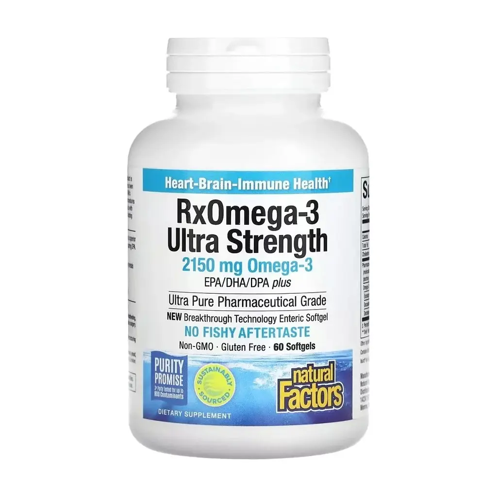 Жирні кислоти Natural Factors Омега-3 ультра, 2150 мг, RxOmega-3 Ultra Strength, 150 гелевих капсул (NFS-35490) - фото 3