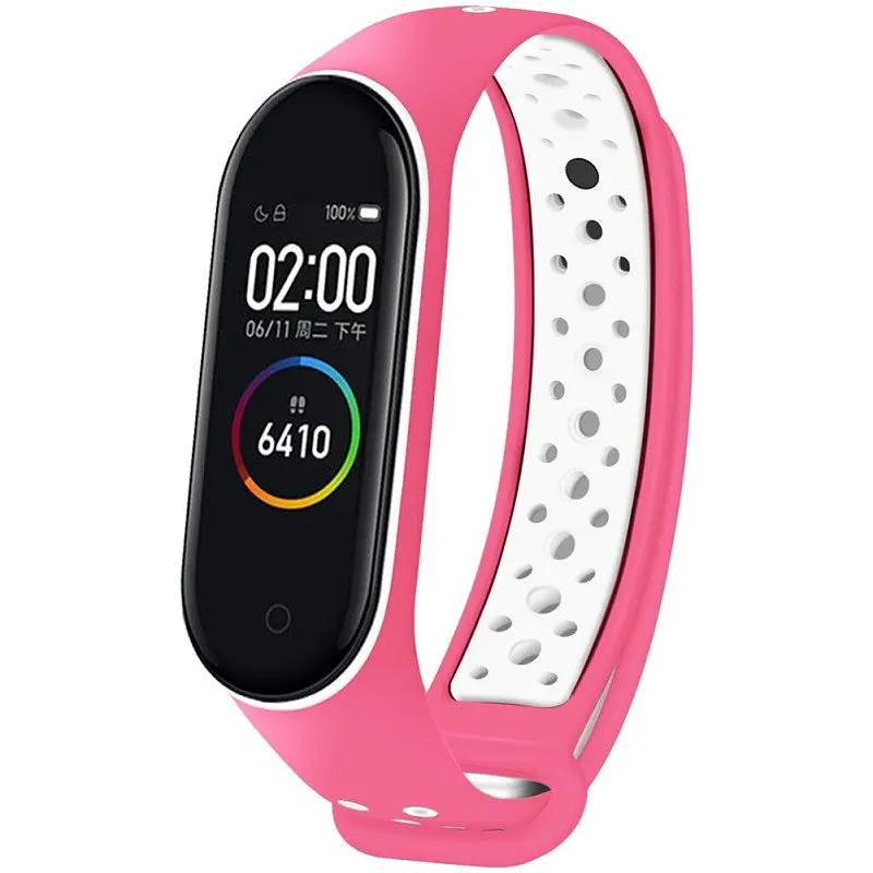 Ремінець для фітнес-браслета MiJobs для Xiaomi Mi Band 3 і 4 Nike Design рожевий з білим - фото 3