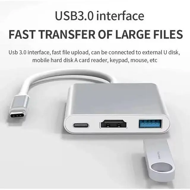 Адаптер перехідник розгалужувач Юсб хаб Type-C 3.1 на HDMI 4K 4в1 USB-концентратор для ноутбука macbook - фото 4