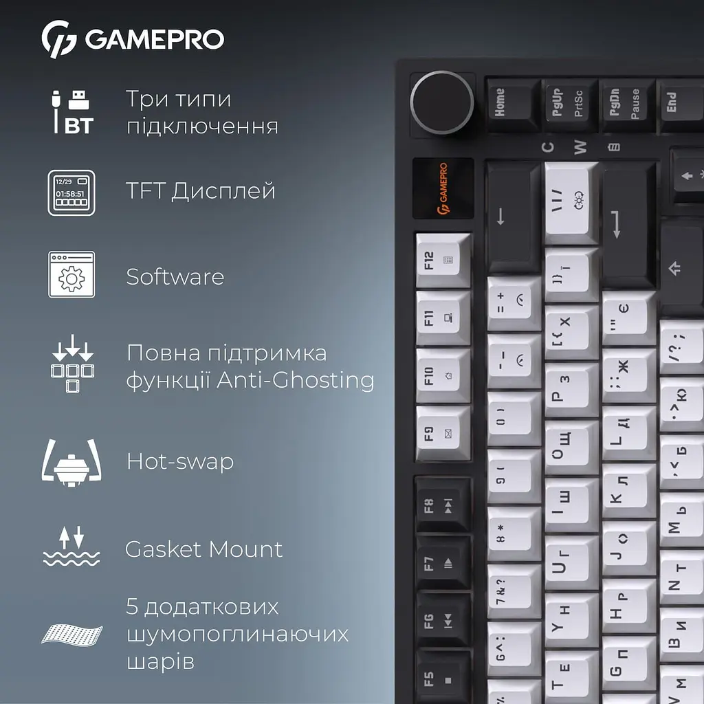 Клавіатура GamePro Asgard Valhalla Pro 75% Rainy switches (MK160W-D-Pro) - фото 13