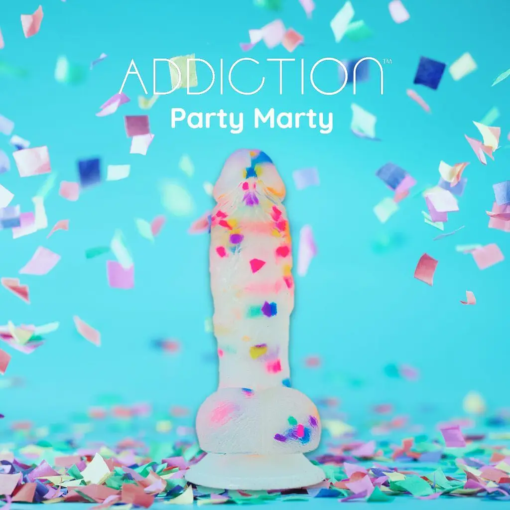 Фаллоимитатор с конфетти Addiction - PARTY MARTY 7.5″ - FROST & CONFETTI, 19 см, силикон - фото 4