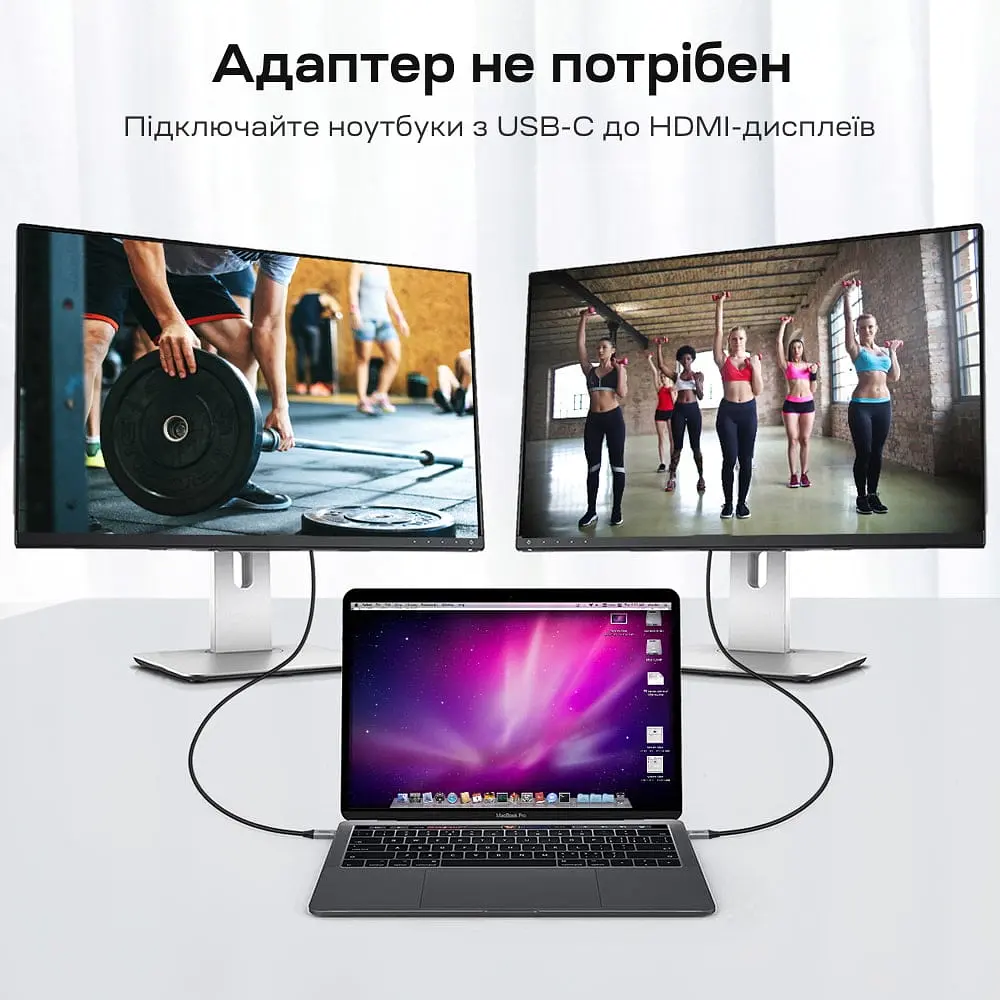 Кабель Choetech CH0021 Black USB-C to HDMI 4K\60Hz 1.8m (43-00177) - фото 4