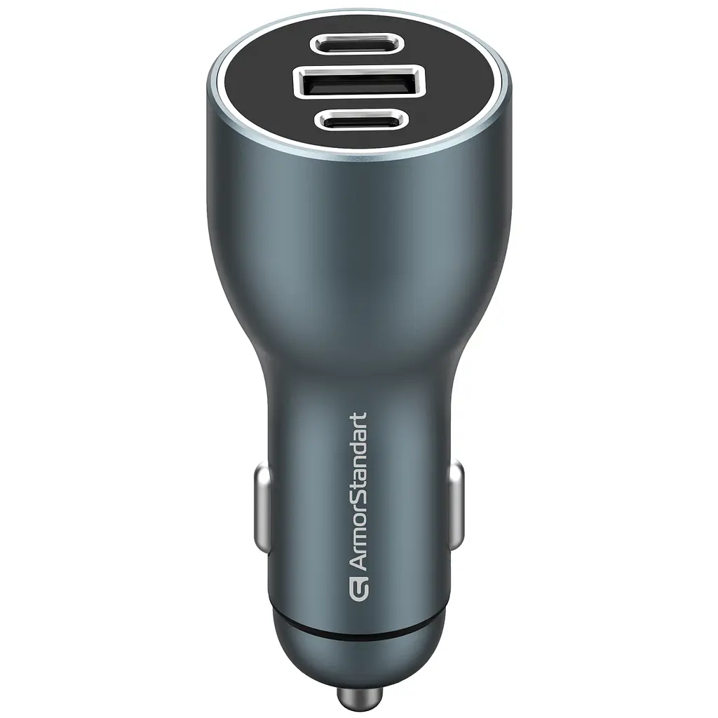 Автомобільний зарядний пристрій 120W, 2 Type-C Power Delivery (PD), USB-A Quick Charge (QC3.0) + Кабель USB-C to USB-C 1m - фото 2