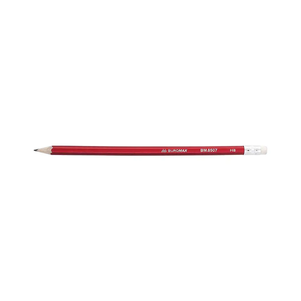 Олівець графітний Buromax НВ, with eraser, Metallic, assorted colors, tube (BM.8507) - фото 4