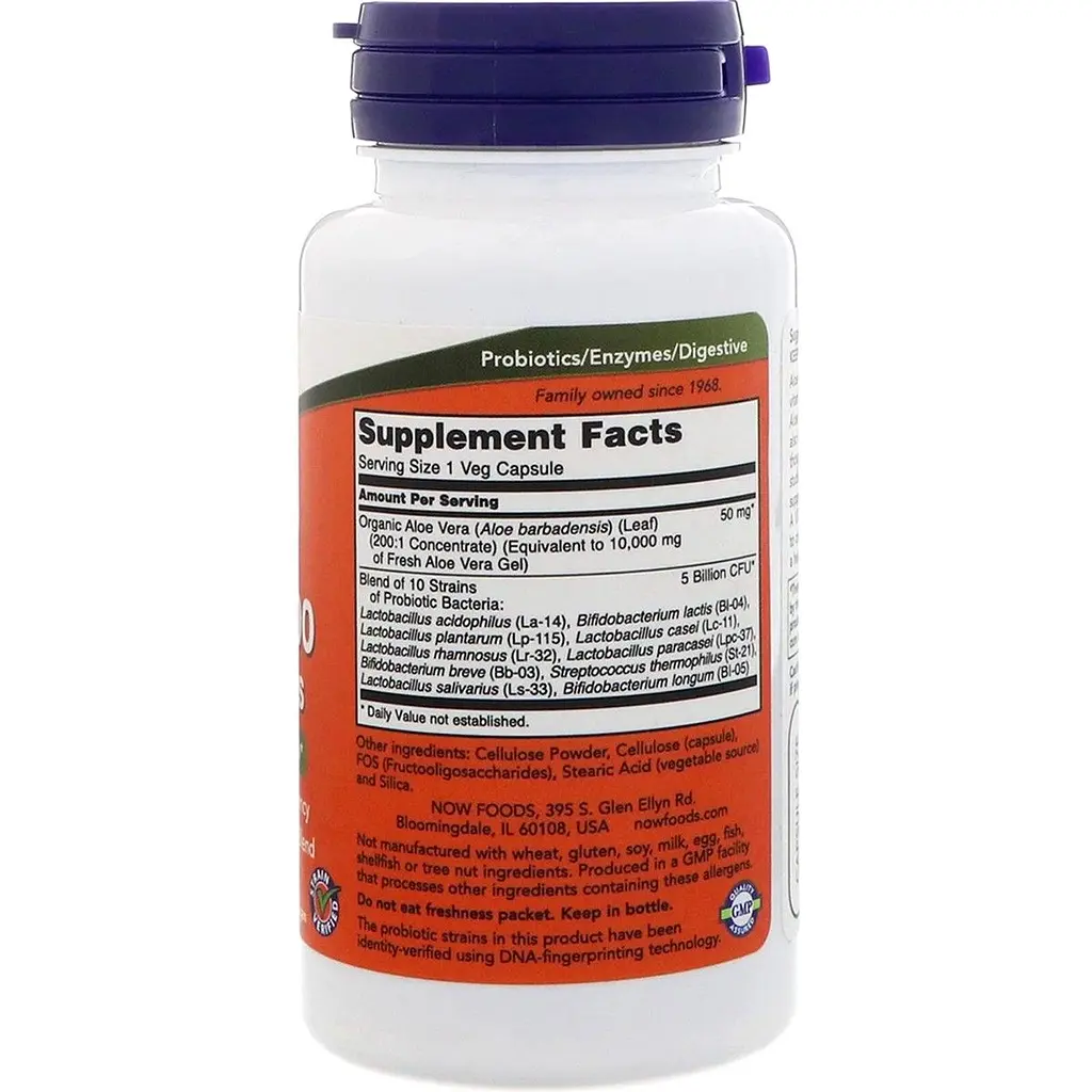 Алоэ 10 000 & Пробиотики Now Foods 60 вегетарианских капсул - фото 2