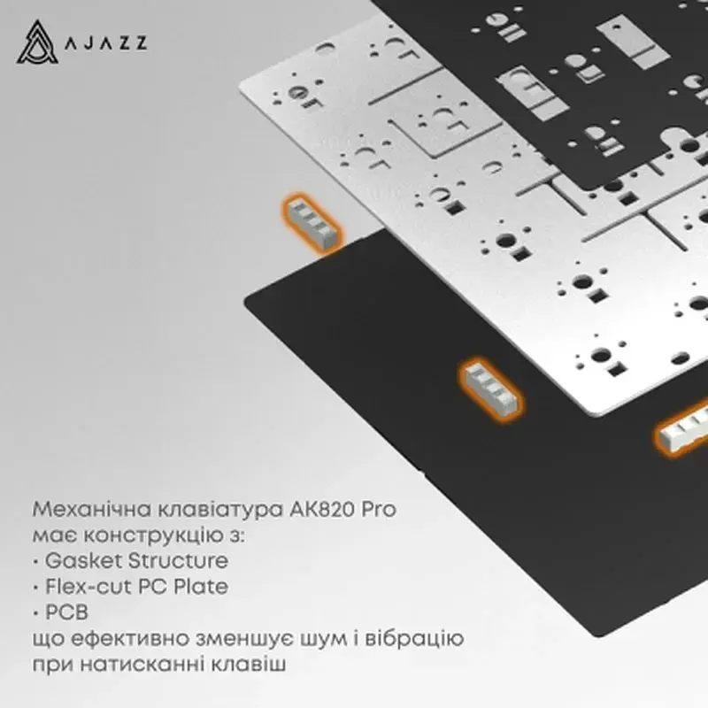 Клавіатура Ajazz AK820 Pro Gift Switch Purple RGB USB/Wireless/Bluetooth UA Purple (AK820PRO-G-PWB) - фото 11