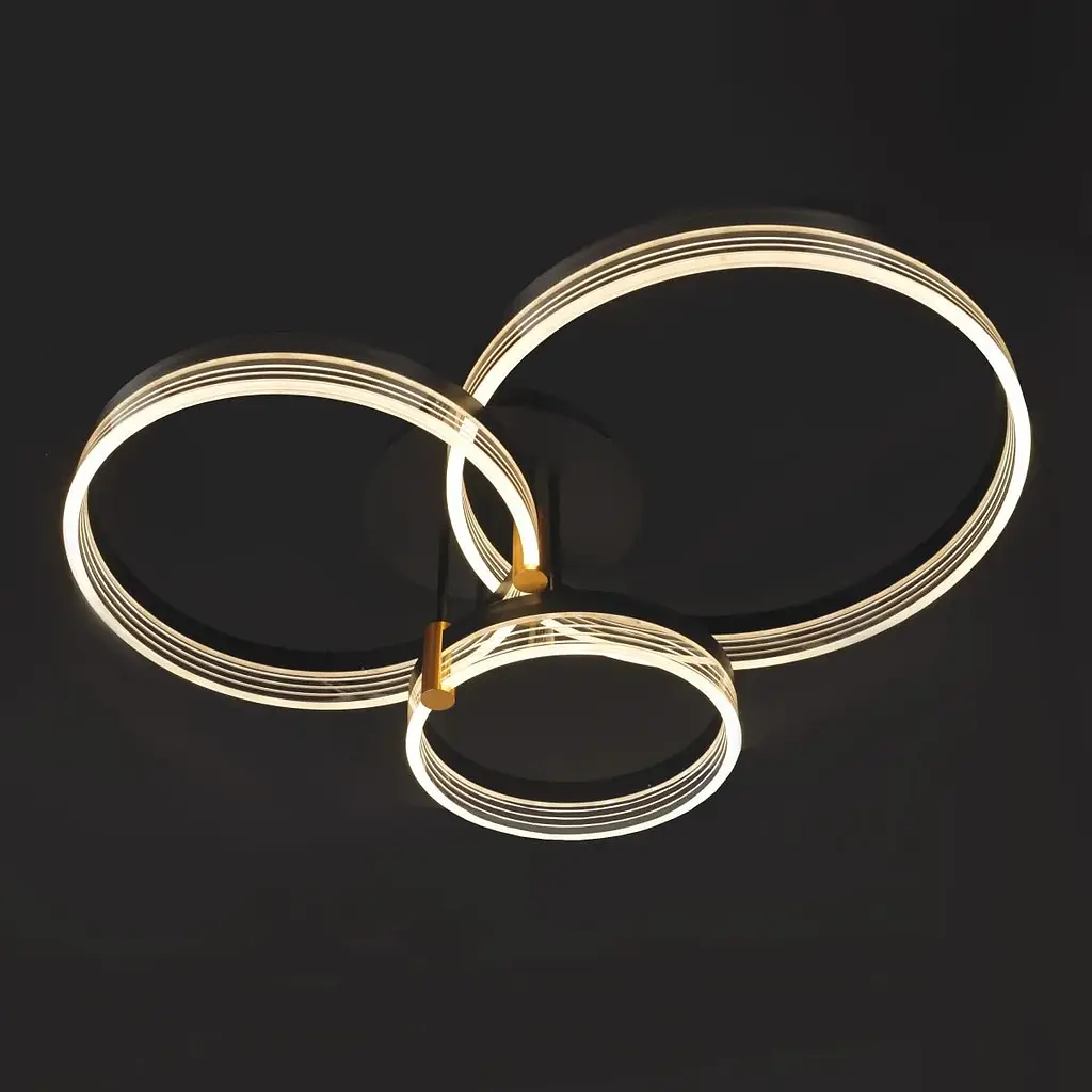 Люстра потолочная Brille в спальню LED 74W WW+NW+CW BK/G (WBL-57C/3) - фото 4
