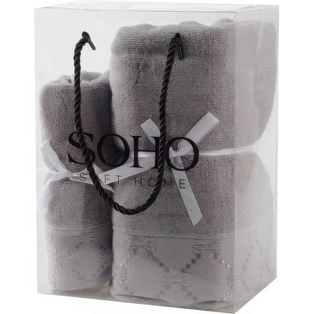 Набір махрових рушників Soho бавовна 35х75 см, 70х140 см Bow Grey (A160071) - фото 2