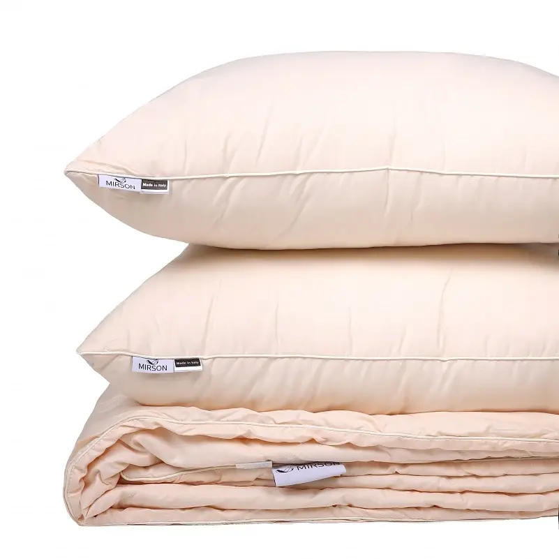 Летний постельный комплект MirSon Line Satin Light Pro Creamy Шерсть Полуторный (2200010980264) - фото 8