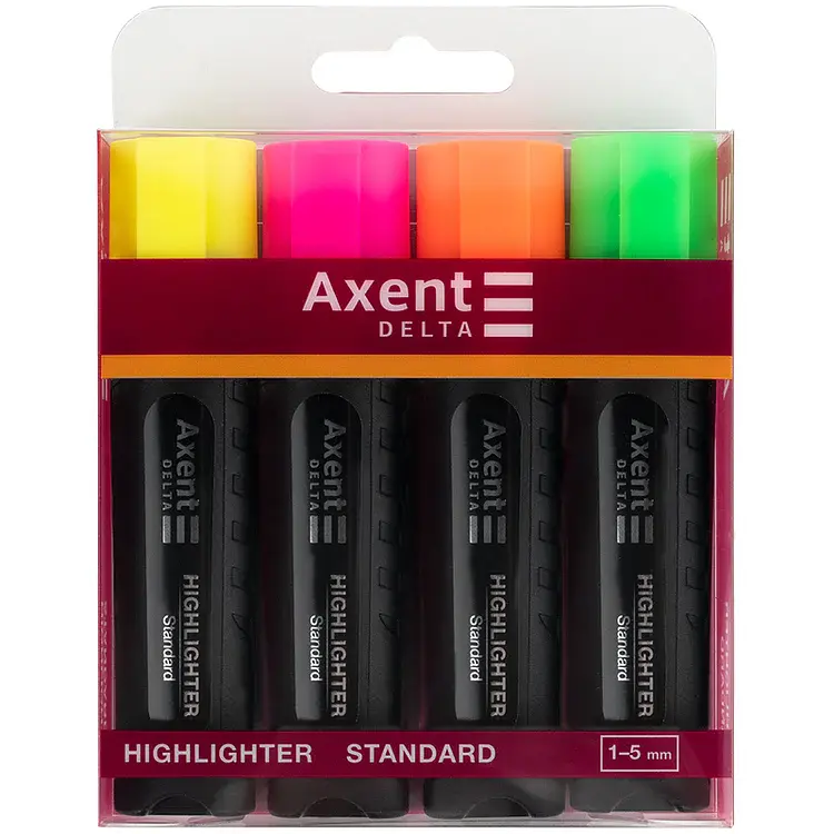 Маркер Highlighter Standard 1-5 мм клиноподібний 4 шт. (D2505-40) - фото 2