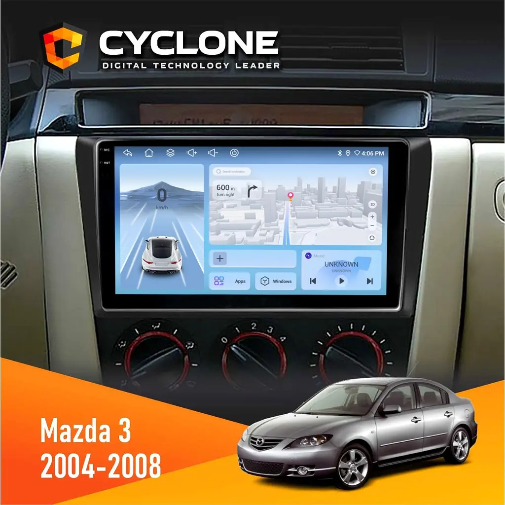 Штатна магнітола Mazda 3 2004-2008 Cyclone C9-012 4x64, DSP, 4G Cyclone (НФ-00007932)