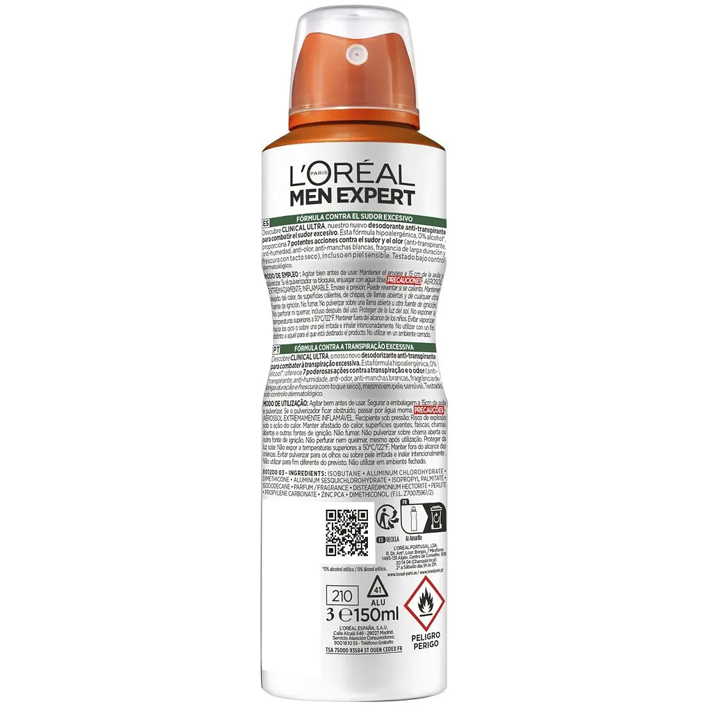 Дезодорант-антиспірант для тіла, захист від поту до 96 годин L'Oreal Paris Men Expert Clinical Ultra 96H 150 мл - фото 2