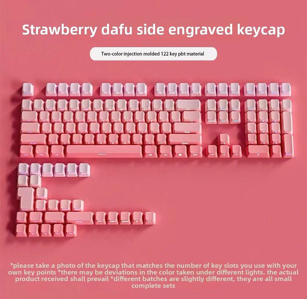 Набір кейкапів PBT Pink Gradient (130+) / рожевий OEM-комплект для ANSI / ISO клавіатур - фото 2