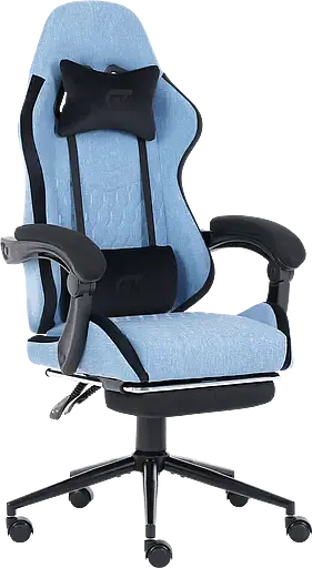 Геймерське крісло GT Racer чорне зі світло-синім (X-2324 Fabric Light Blue/Black Suede) - фото 2