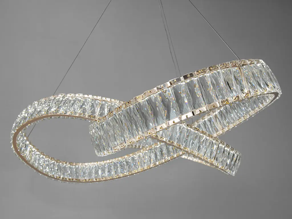 Люстра стельова LED Diasha 536/800G, 180W, золото, кришталева, для коридору, вітальні, кухні, офісу - фото 3