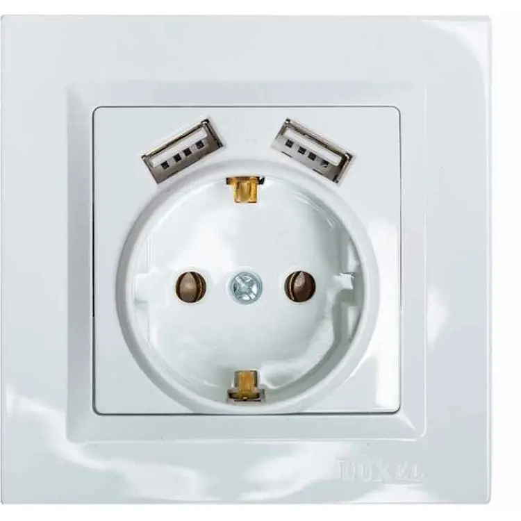 Розетка LUXEL LUXEL з заземленням та 2 USB JAZZ 90