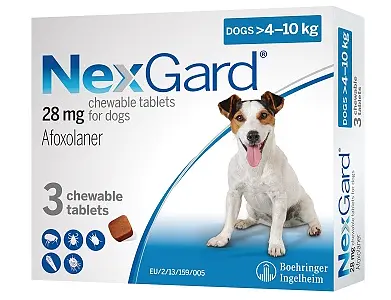 Таблетка проти зовнішніх паразитів для собак NexGard від 4 до 10 кг ЦІНА ЗА 1 ШТ 157603