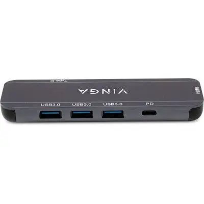 Концентратор Vinga USB-C 3.1 to HDMI+3xUSB3.0+PD100W+USB-C foldable cable (VHYC6FC) - фото 4