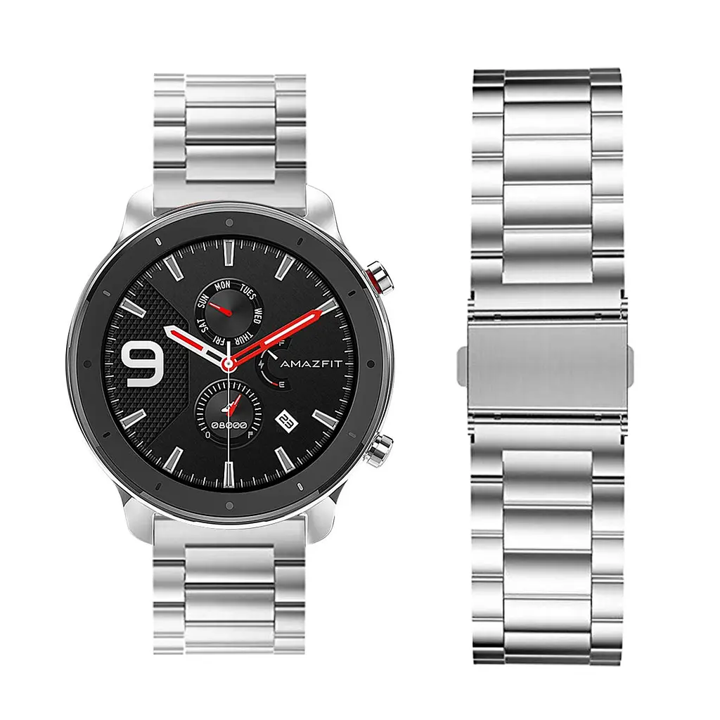 Ремінець сталевий BeWatch 20 мм для Amazfit GTR 42мм/GTS/BIP lite Сріблястий (1110405) - фото 3