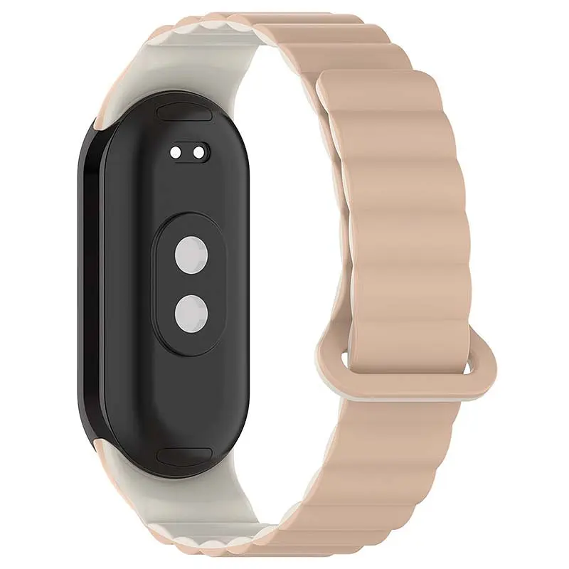 Ремінець Dual-color Magnetic для Xiaomi Mi Band 9/8/10 Beige / White - фото 2