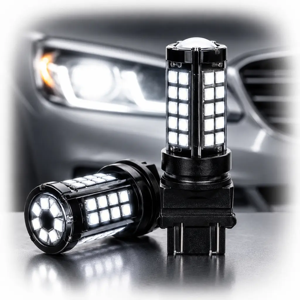 Автолампа світлодіодна LED Одноконтакна 12/24V W21 63x2835SMD білий 1 шт (T20)