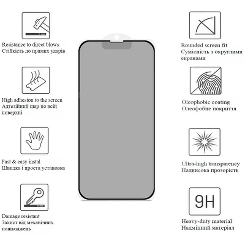 Скло захисне Drobak Apple iPhone 17e Matte Ceramics Anty Spy (151520) - фото 4