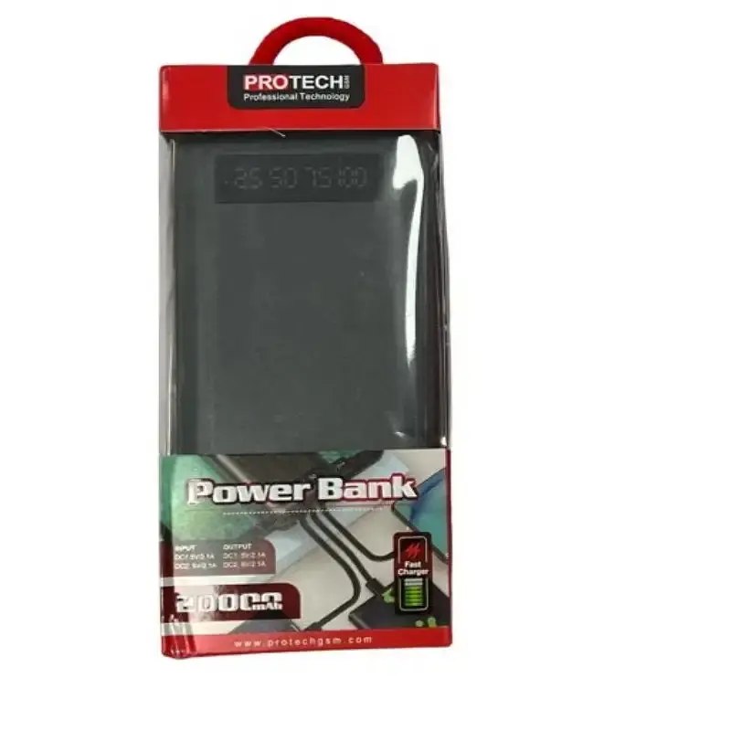 Універсальна зарядна батарея ProTech B-05 Solar 20000Mah + вбудовані кабелі + ліхтарик (Чорний) - фото 4