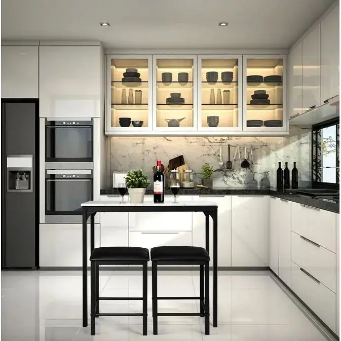 Комплект мебели Costway Venni барный стол с табуретом 2 шт - фото 4
