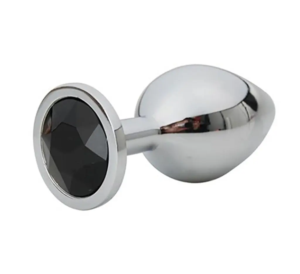 Анальна пробка Fantasy Silver Butt Plug Diamond S 7 см (чорний) - фото 5
