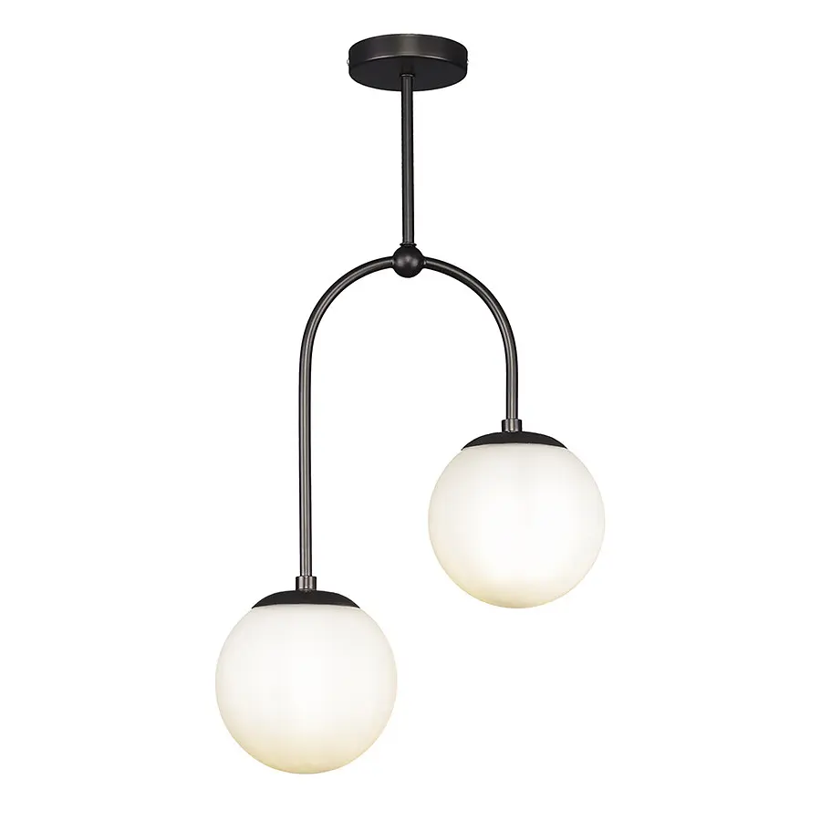 Люстра стельова Levistella 7529826-2 BK+WH, чорний метал, біле скло, сучасний стиль для дому - фото 2