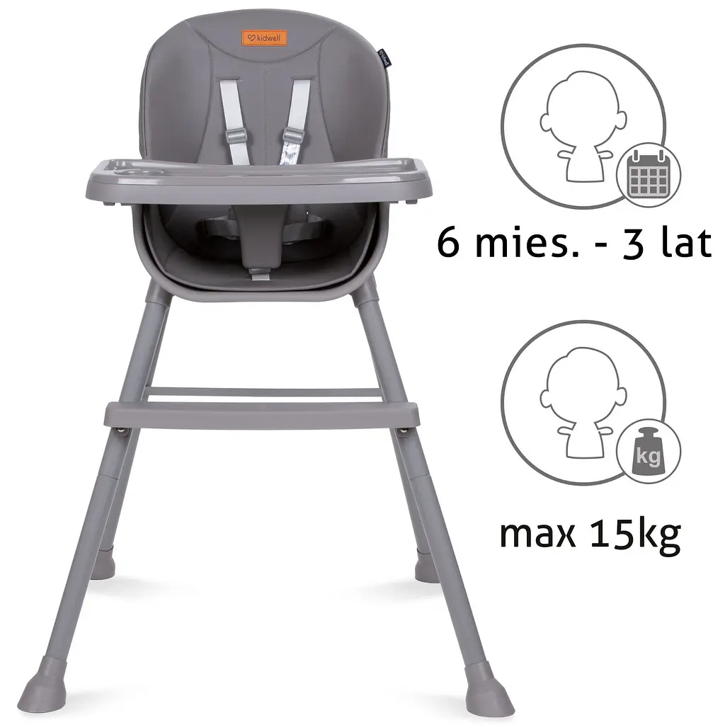Стульчик для кормления 4в1 Kidwell EATAN Grey - фото 3