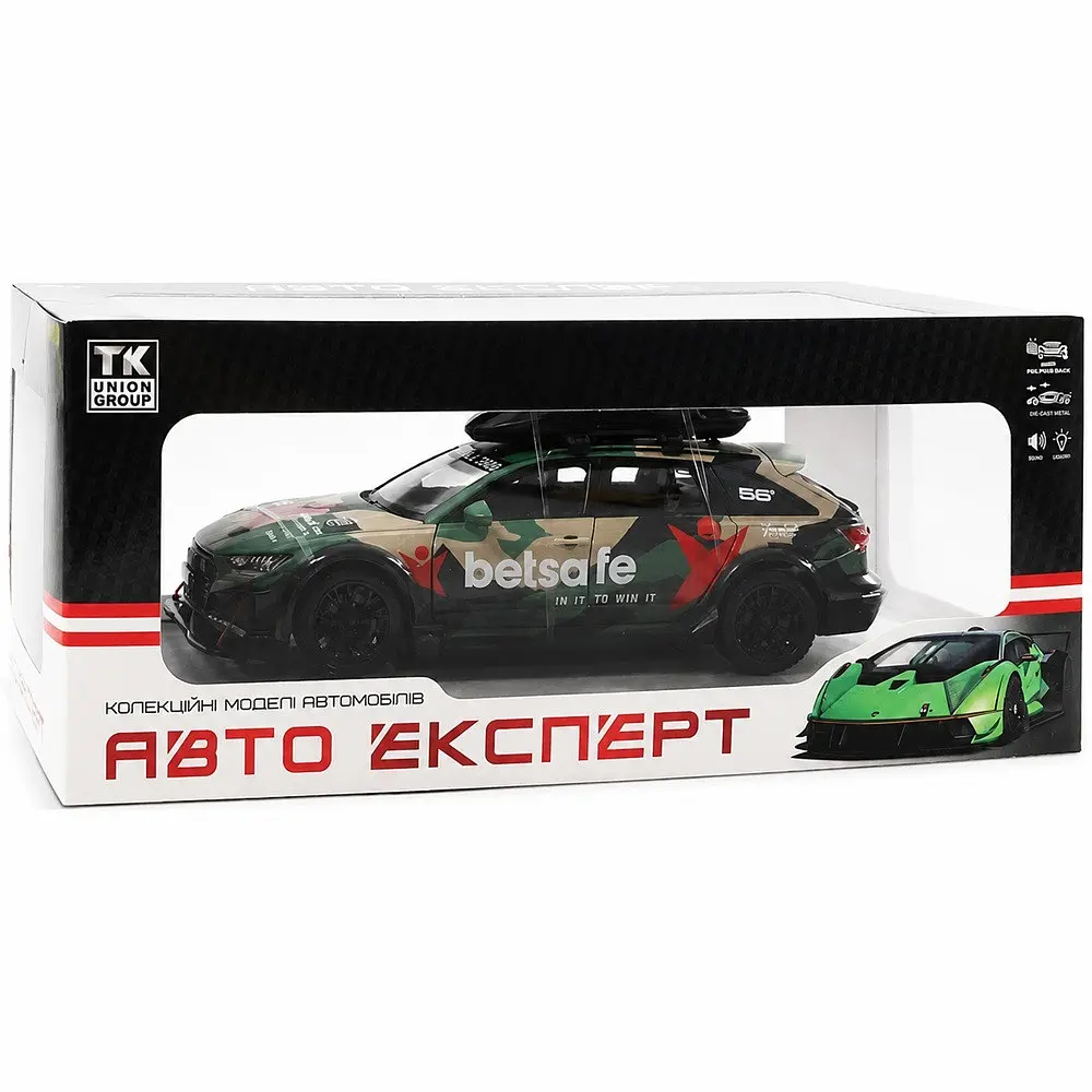 Колекційна металева модель автомобіля АвтоЕксперт Audi RS6 DTM з автобоксом на дах, інерцією, світлом та звуком 1:24 - фото 7