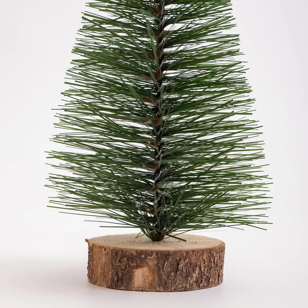 Новогодняя декоративная настольная елка зеленая Стрела 25 см на деревянной подставке Lugi SOK-М-12-3 - фото 2