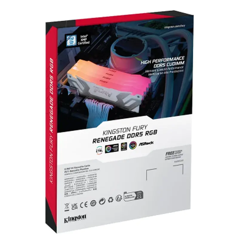 Модуль пам'яті для комп'ютера DDR5 48GB (2x24GB) 8400 MHz Renegade RGB White/Silver Kingston Fury (ex.HyperX) (KF584CU40RWAK2-48) - фото 6
