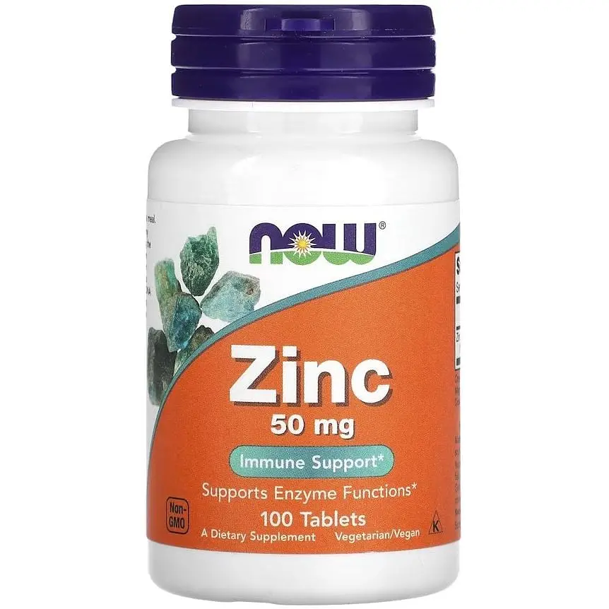 Витамины и минералы NOW Zinc 50 mg, 100 таблеток - фото 1