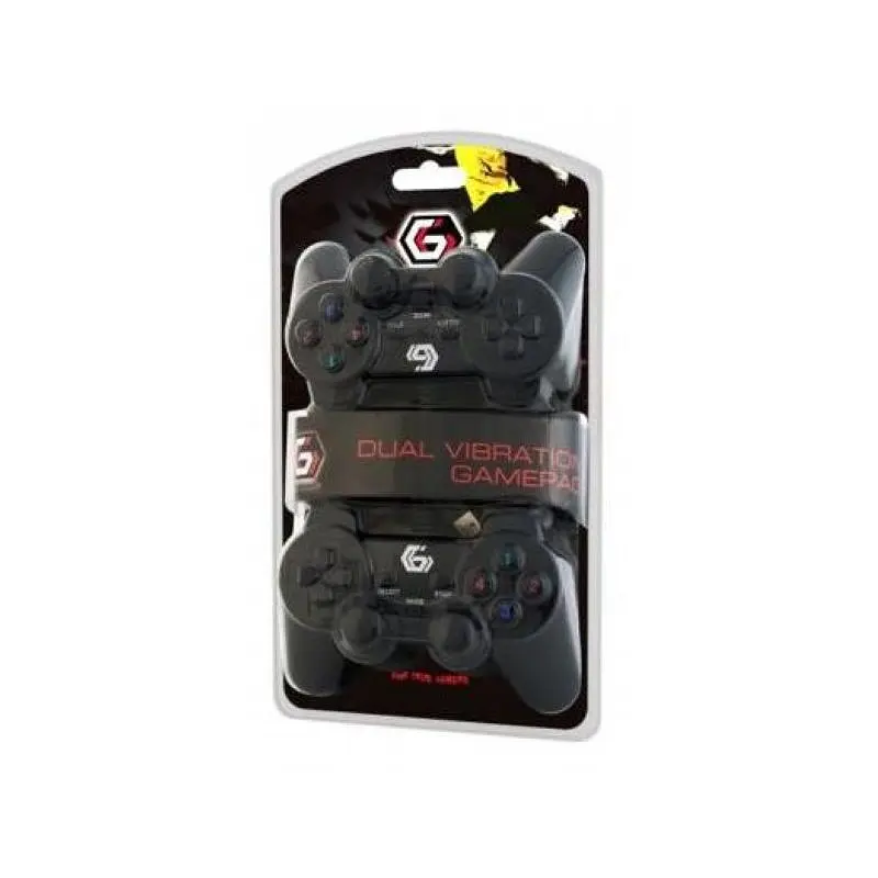 Двойной игровой геймпад Gembird JPD-UDV2-01, USB интерфейс, вибрация, черный цвет - фото 3
