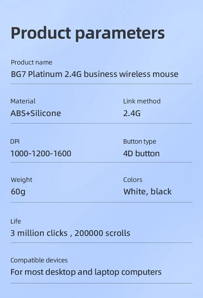 Мишка бездротова Borofone BG7 Platinum 2.4G business wireless чорний - фото 4