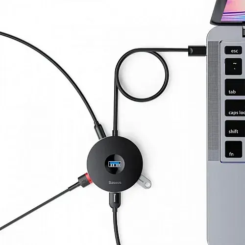 USB-хаб Baseus Round Box HUB Adapter (USB3.0 to USB3.0*1+USB2.0*3) 1m CAHUB-U01 Black - фото 4
