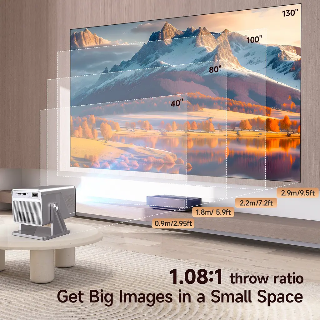 Мультимедійний смарт-проектор з автофокусом Magcubic X7 Android 14, chip H726, 8K24fps, 2GB/16GB домашній кінотеатр Silver (19343) - фото 7