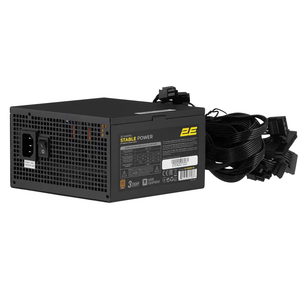 2E Gaming Блок живлення 2E GAMING Stable Power ATX3.1 (600W), >85%, 80+ Bronze, 120мм, 1xMB 24pin(20+4), 2xCPU 8pin(4+4), 3xMolex, 6xSATA, 2xPCIe 8 - фото 5