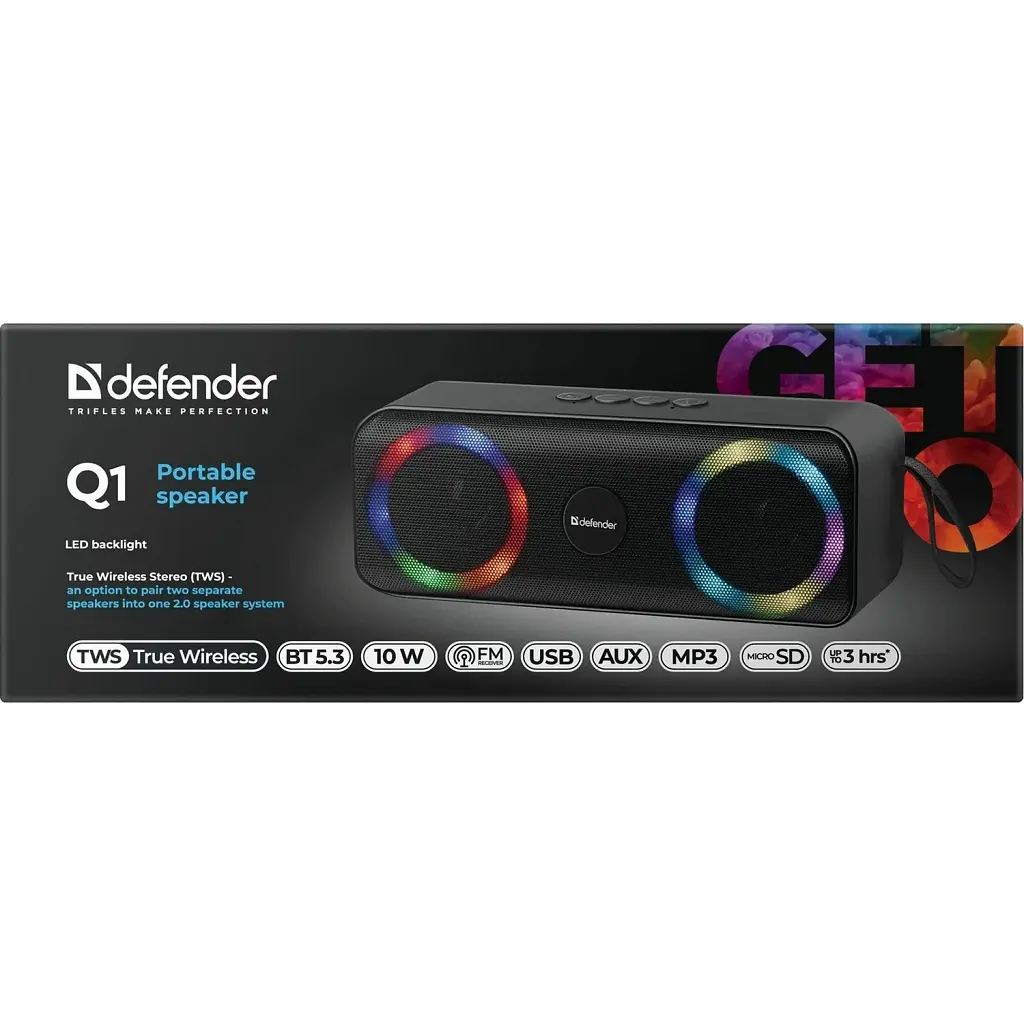 Портативна колонка Defender Q1 10Вт, Black (65301) - фото 6