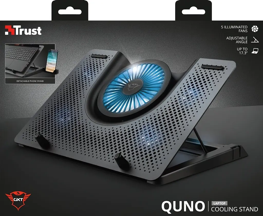 Підставка для ноутбука Trust GXT 1125 Quno 17.3` Blue LED Black (23581) [70907] - фото 7