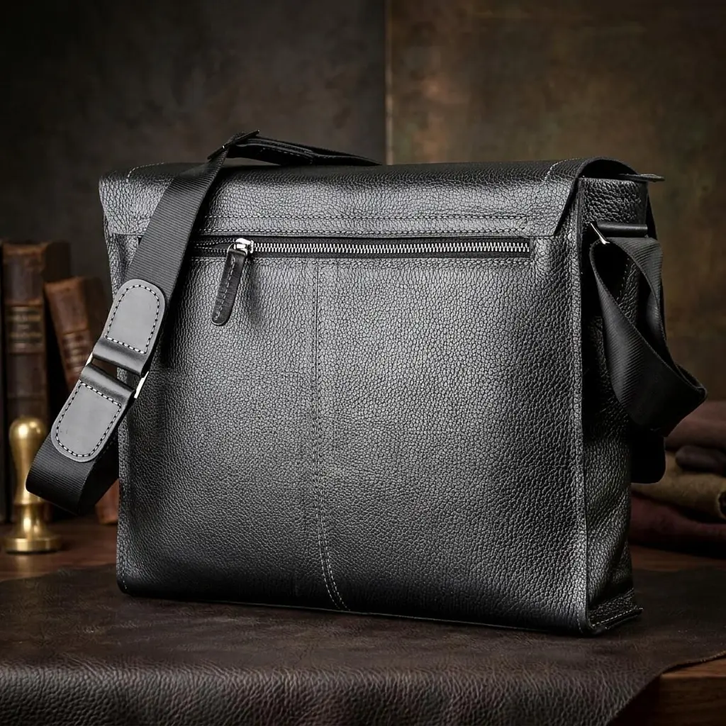 Сумка чоловіча SHVIGEL 11106 шкіряна чорна - фото 4
