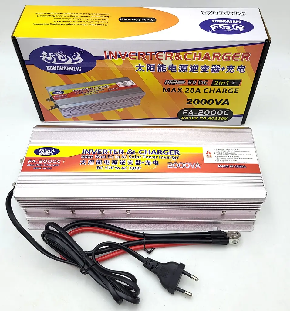 Перетворювач напруги 1000 W 12 V-220 V автомобільний інвертор з функцією заряджання акумулятора 10 A модифікована синусоїда SUNCHONGLIC 1000 Вт - фото 2