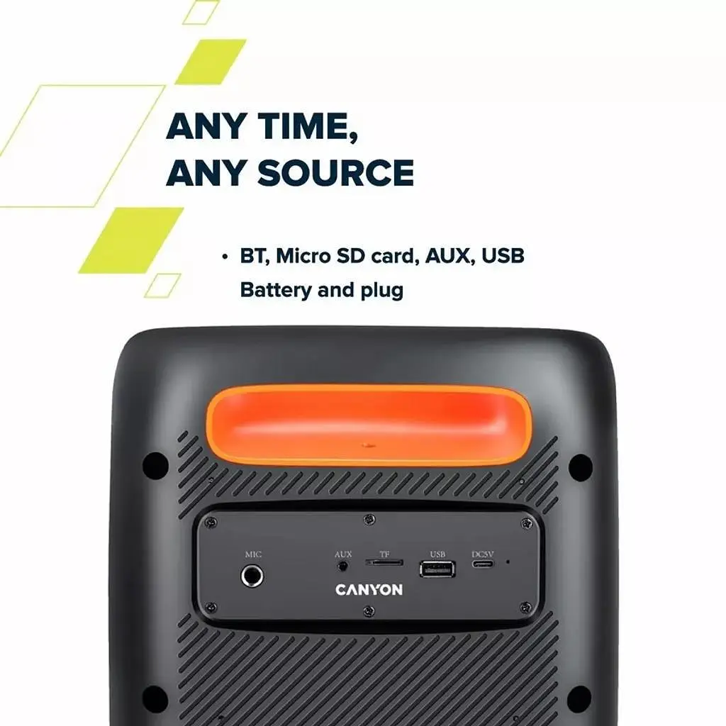 Портативна акустика Canyon speaker OnFun 5 Partybox 40W RGB Black (CNE-PBSP5) - фото 10