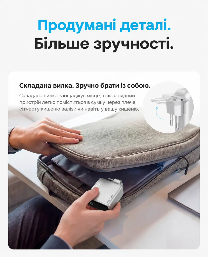 Мережевий GaN зарядний пристрій Vention Dash Pro до 140 Вт 3 USB-C + 1 USB-A сріблястий (TZ-FCOI0-EU) - фото 7