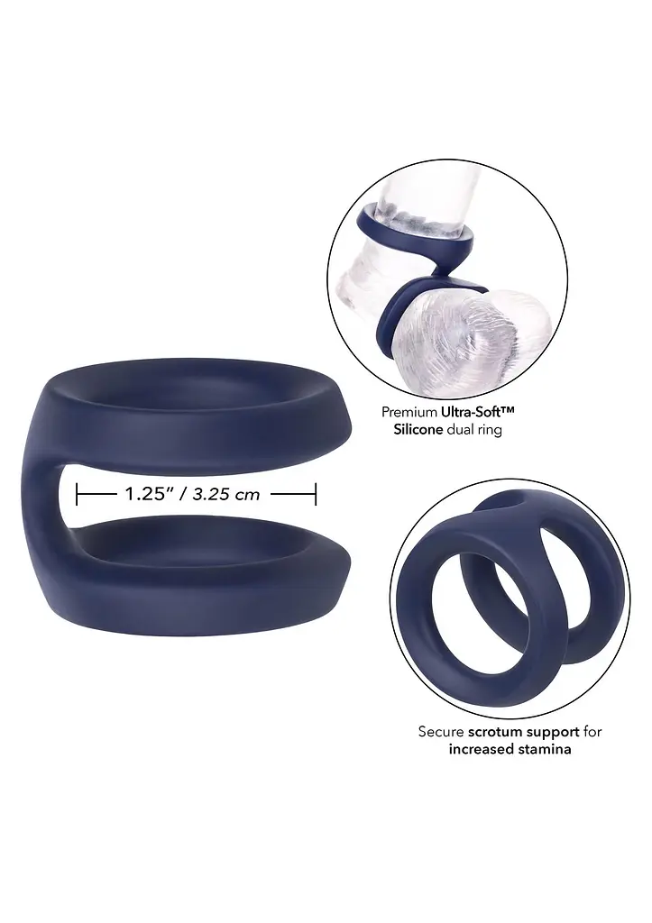 Ерекційне кільце Calexotics Viceroy Dual Ring, 3,2 см (синій) - фото 4